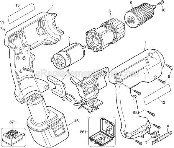 Page A Diagram and Parts List for PS330 Type 2 Black and Decker Cordless Drill